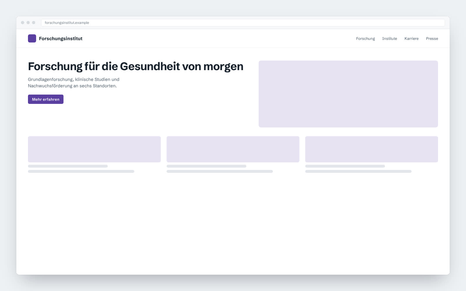Beispielansicht: Startseite einer Forschungseinrichtung
