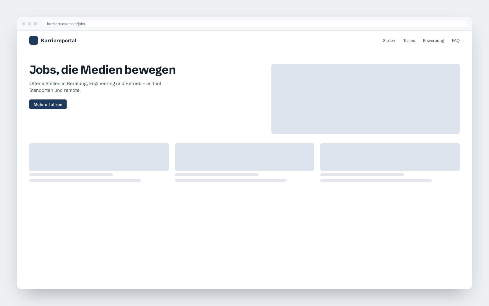 Beispielansicht: Startseite eines Karriereportals