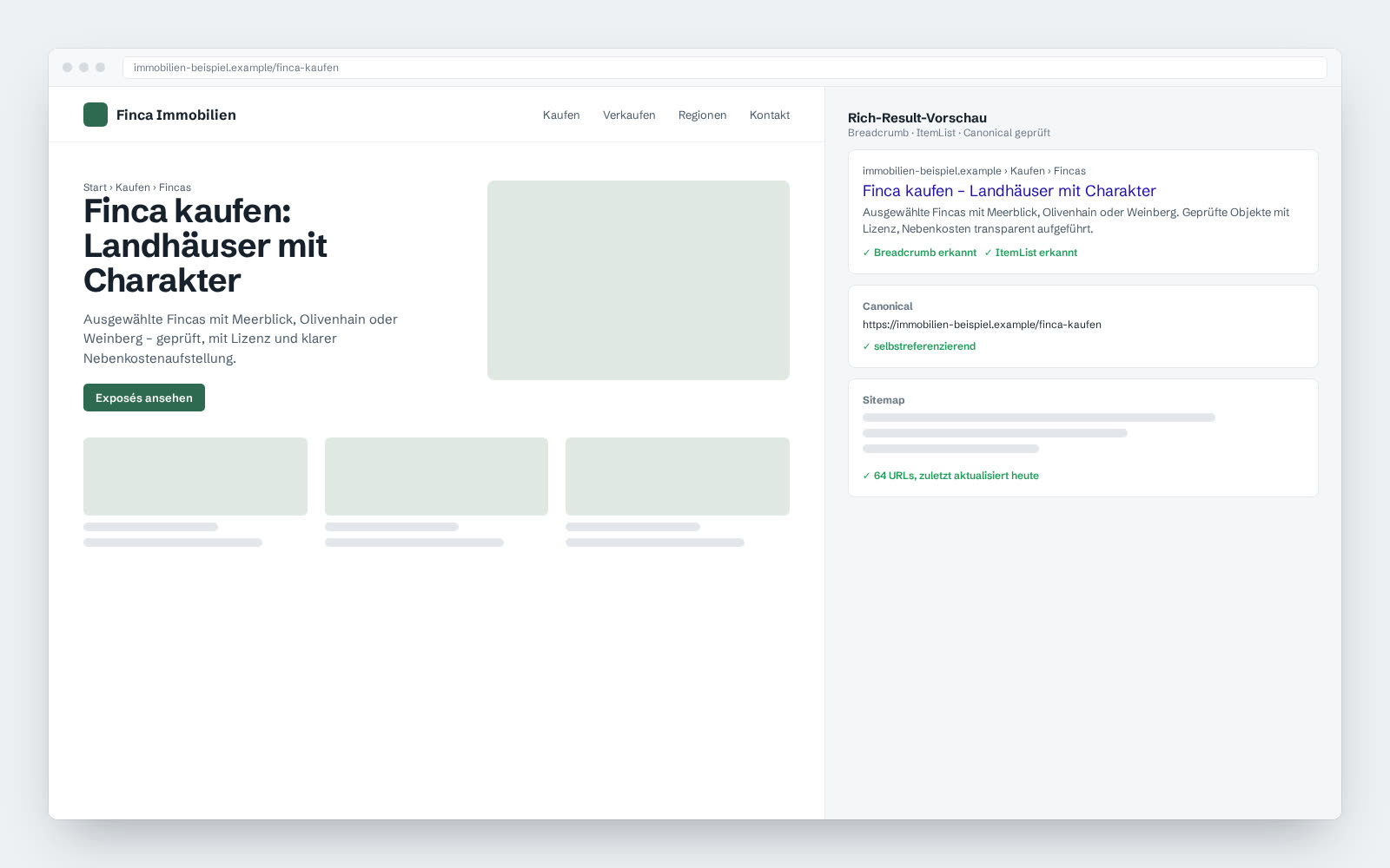 Beispielansicht: Landingpage mit Rich-Result-Vorschau